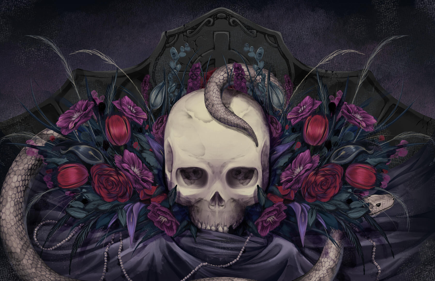 Original Skull with Snake